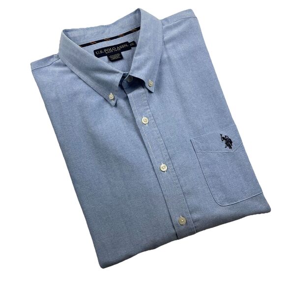 U.S Polo Assn Shirt Men’s Long sleeve Button Down Oxford Light Blue-XXL - Picture 1 of 12